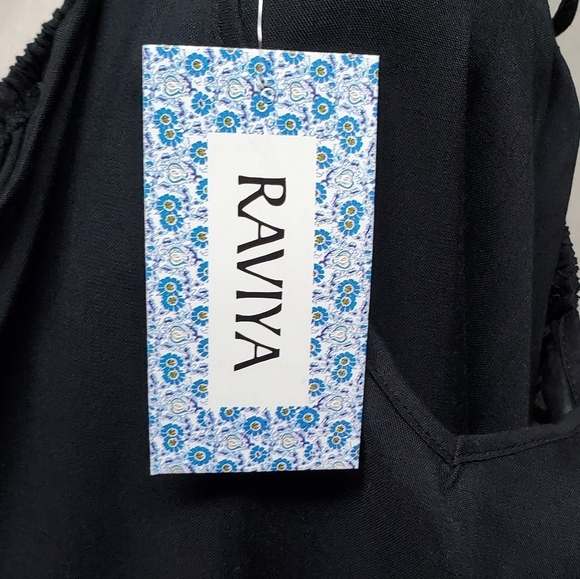 NWT Raviya Black Cotton Crepe Double Strap Cage Back Maxi Dress Swimsuit Coverup - Picture 11 of 12
